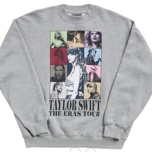 Taylor Swift Eras Tour Grey Oversized Crewneck Sweatshirt Size Large
